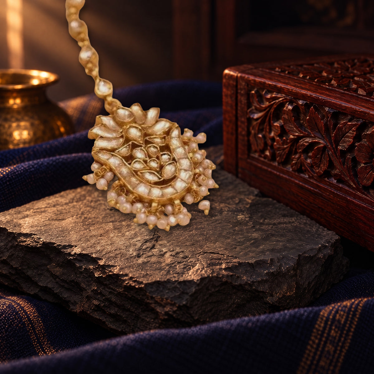 Lotus Shape Kundan Maang Tikka – styled photo