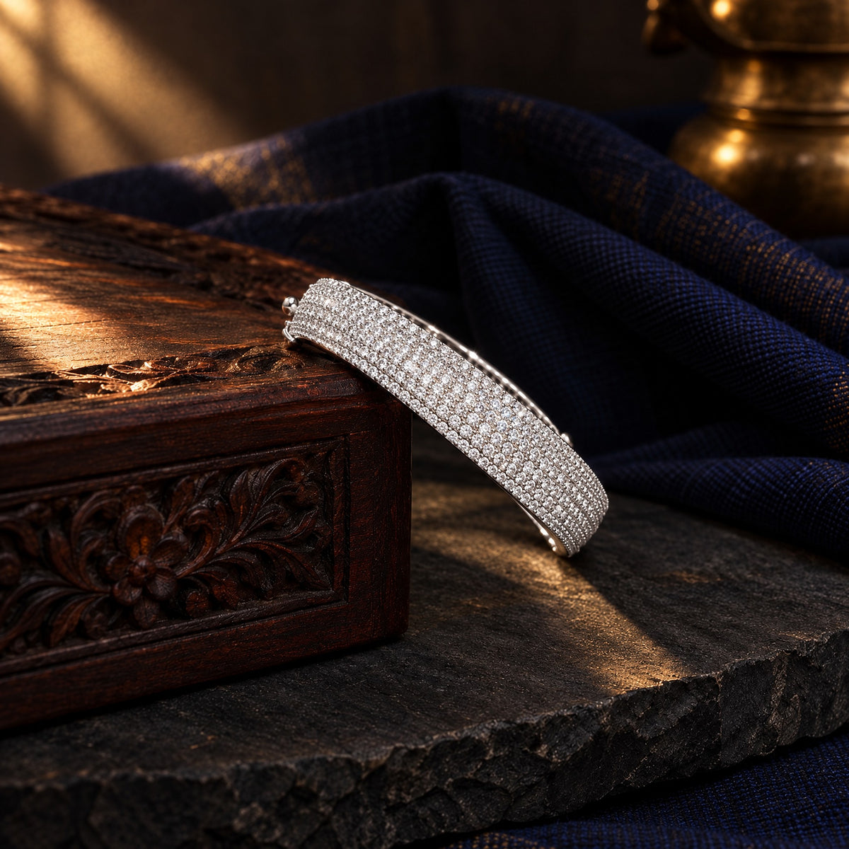 Broad Diamond Bracelet – styled photo