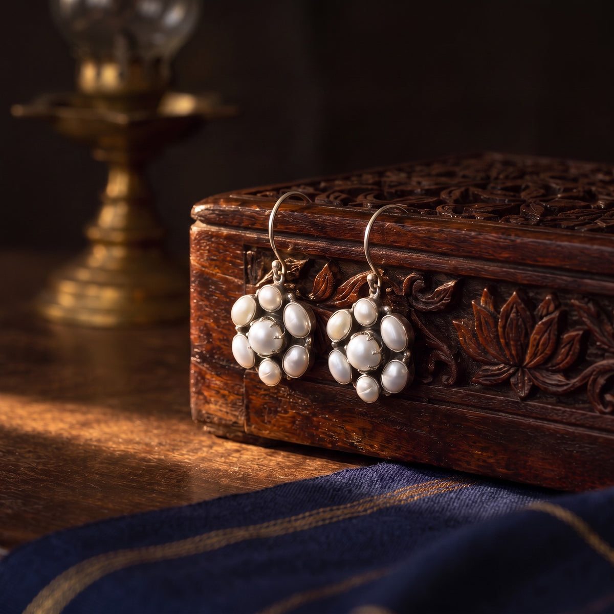 Pearl Hook Earrings – styled photo
