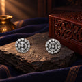 Round Cubic Zircon Studs – styled photo