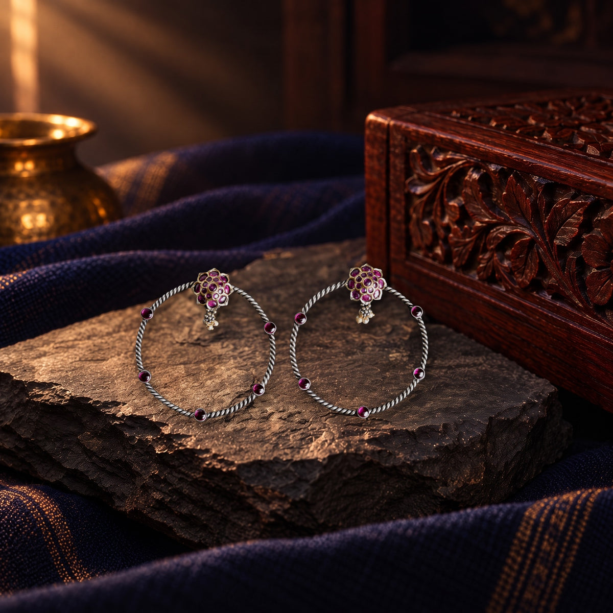 Silver earring – styled photo
