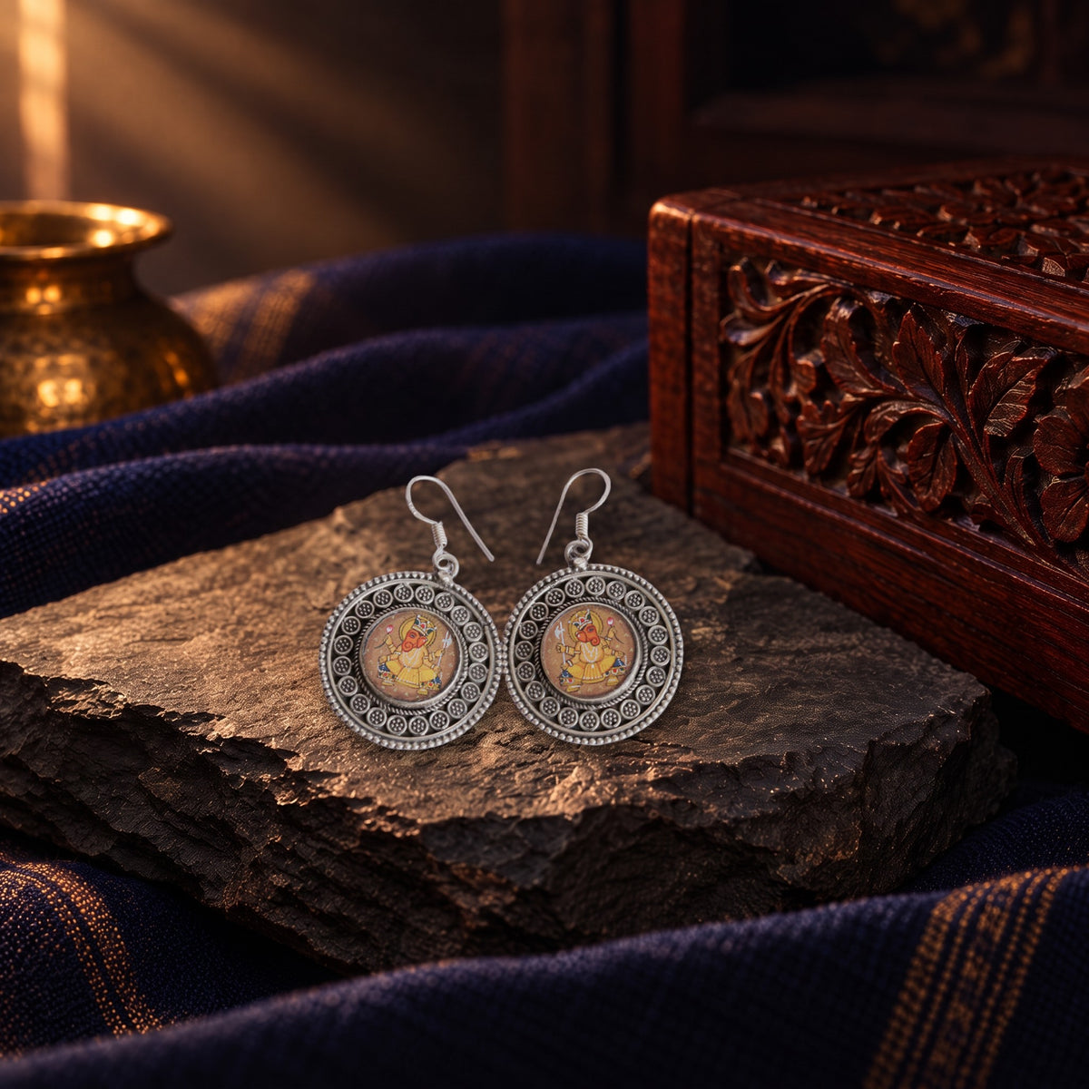 Silver earring – styled photo