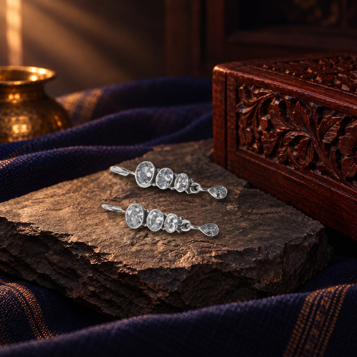 Stacked Zircon Earrings – styled photo