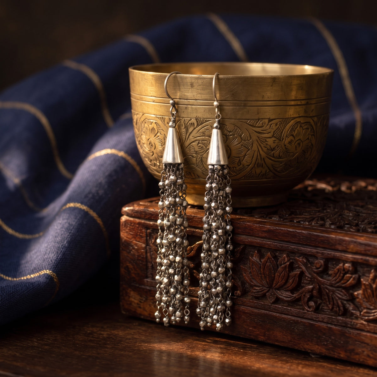 Tassel Bunch Earrings – 925 sterling silver, Tassel hook earrings