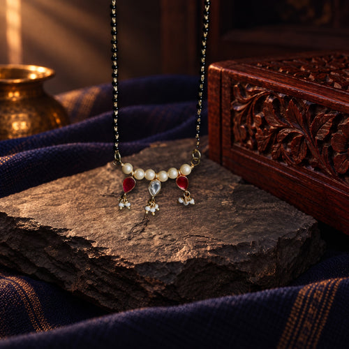 Kundan Pearl Mangalsutra – styled photo