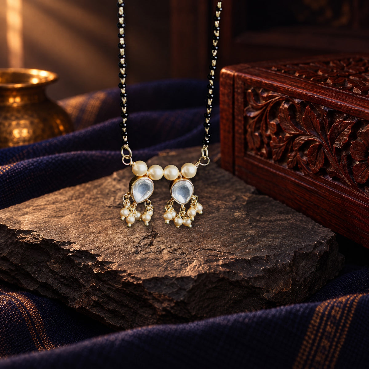 Kundan Clear Drop Mangalsutra – styled photo