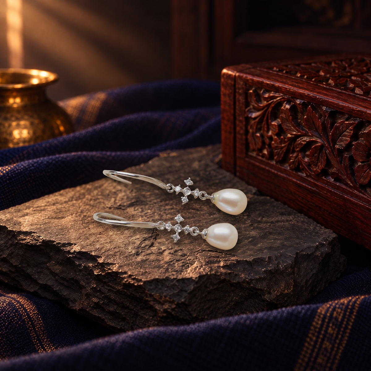 Zircon Pearl Drop Hooks – styled photo