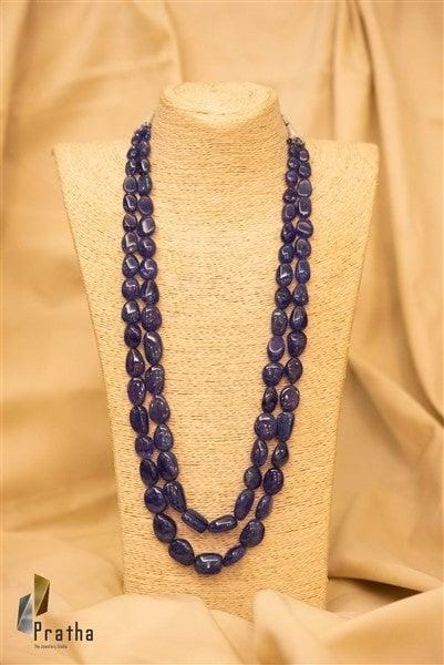 Tanzanite Nuggets Double Line Mala | Designer Necklace | Handcrafted Silver Jewellery For Women By Pratha - Jewellery Studio