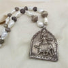 Load image into Gallery viewer, Elephant With God Big Size Pendant With Pearls &amp; Silver Beads Silver Mala | Designer Silver Necklace | Handcrafted Silver Jewellery - Pratha