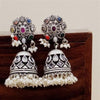 Navratna Jhumkas | Designer Silver Earrings | Handcrafted Silver Jewellery For Women By Pratha - Jewellery Studio