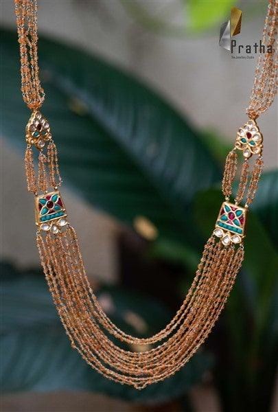 Designer Silver Necklace | Kundan-Garnet Neck Piece | Handcrafted & Antique Jewellery For Women in Sterling Silver By Pratha - Jewellery Studio