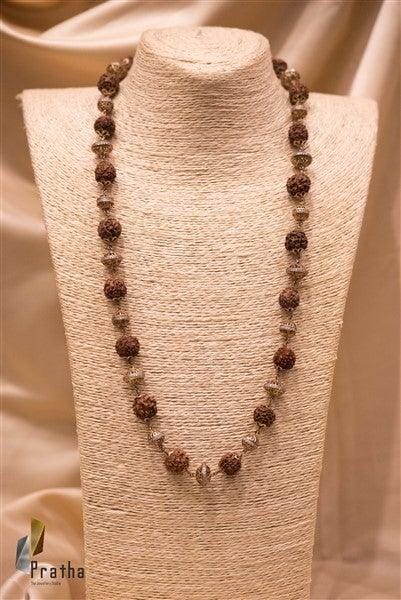 Rudraksh Mala | Designer Silver Necklace | Handcrafted Silver Jewellery For Women By Pratha - Jewellery Studio