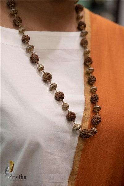 Rudraksh Mala | Designer Silver Necklace | Handcrafted Silver Jewellery For Women By Pratha - Jewellery Studio