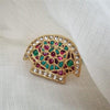 Big Gold Plated Silver ring with red kundan and turquoise stone freeshipping - Pratha - Jewellery Studio