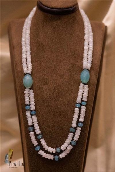 Moon Stone Mala | Designer Necklace | Handcrafted Silver Jewellery For Women By Pratha - Jewellery Studio