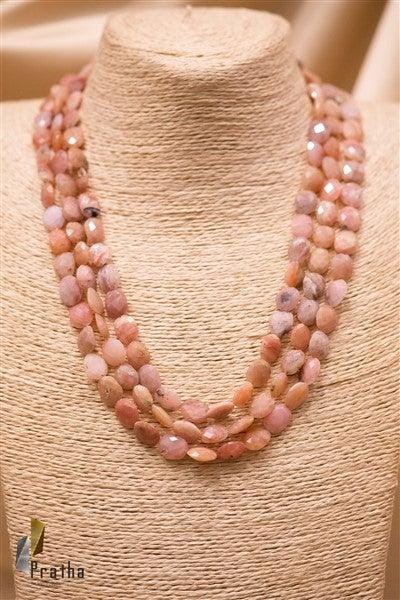 Pink Opal Mala | Designer Silver Necklace | Handcrafted Silver Jewellery For Women By Pratha - Jewellery Studio