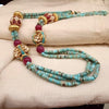 Sterling Silver Handcrafted 22 ct Gold Plated Beads Synthetic Turquoise With Kundan Ball By Pratha - Jewellery Studio