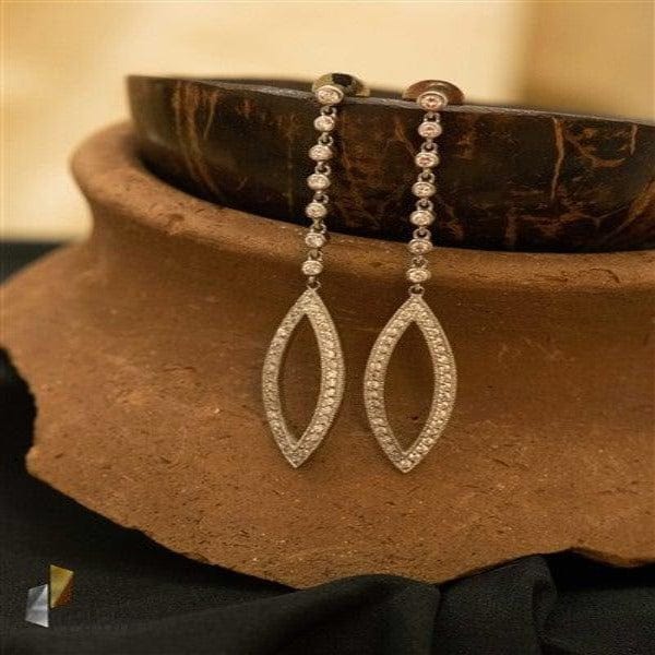 Diamond Danglers | Designer Silver Earrings | Handcrafted Silver Jewellery For Women By Pratha - Jewellery Studio