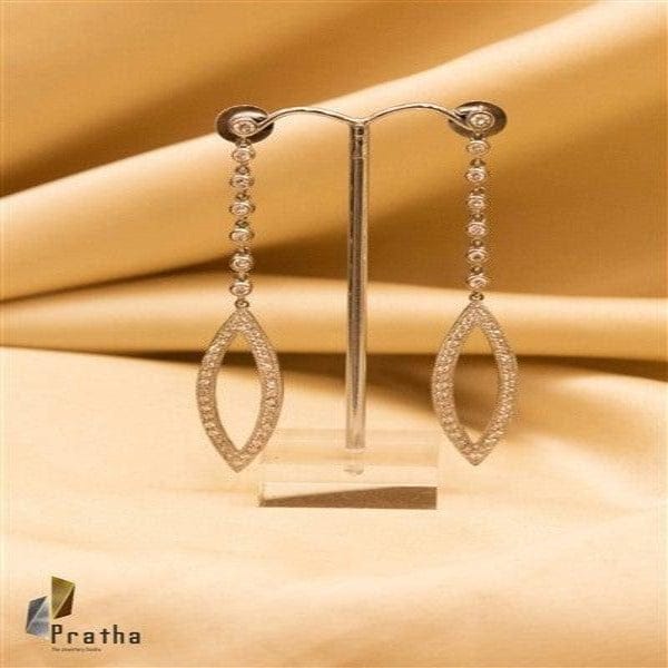 Diamond Danglers | Designer Silver Earrings | Handcrafted Silver Jewellery For Women By Pratha - Jewellery Studio