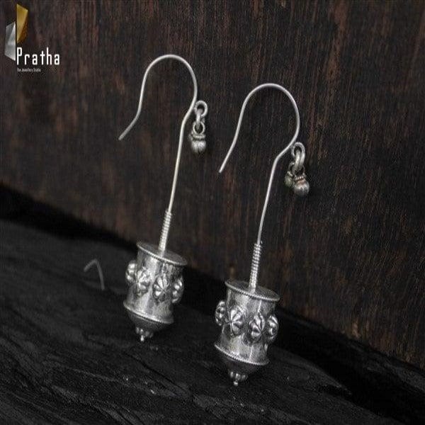 Designer Silver Earrings | Rattle Earring | Handcrafted Silver Jewellery For Women By Pratha - Jewellery Studio