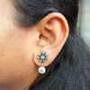 Cubic Zircon Floral Drop Earrings