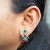 Flower Drop Ruby Emerald Earrings