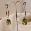 Emerald Jhumkas | Designer Silver Earrings | Handcrafted Silver Jewellery For Women By Pratha - Jewellery Studio