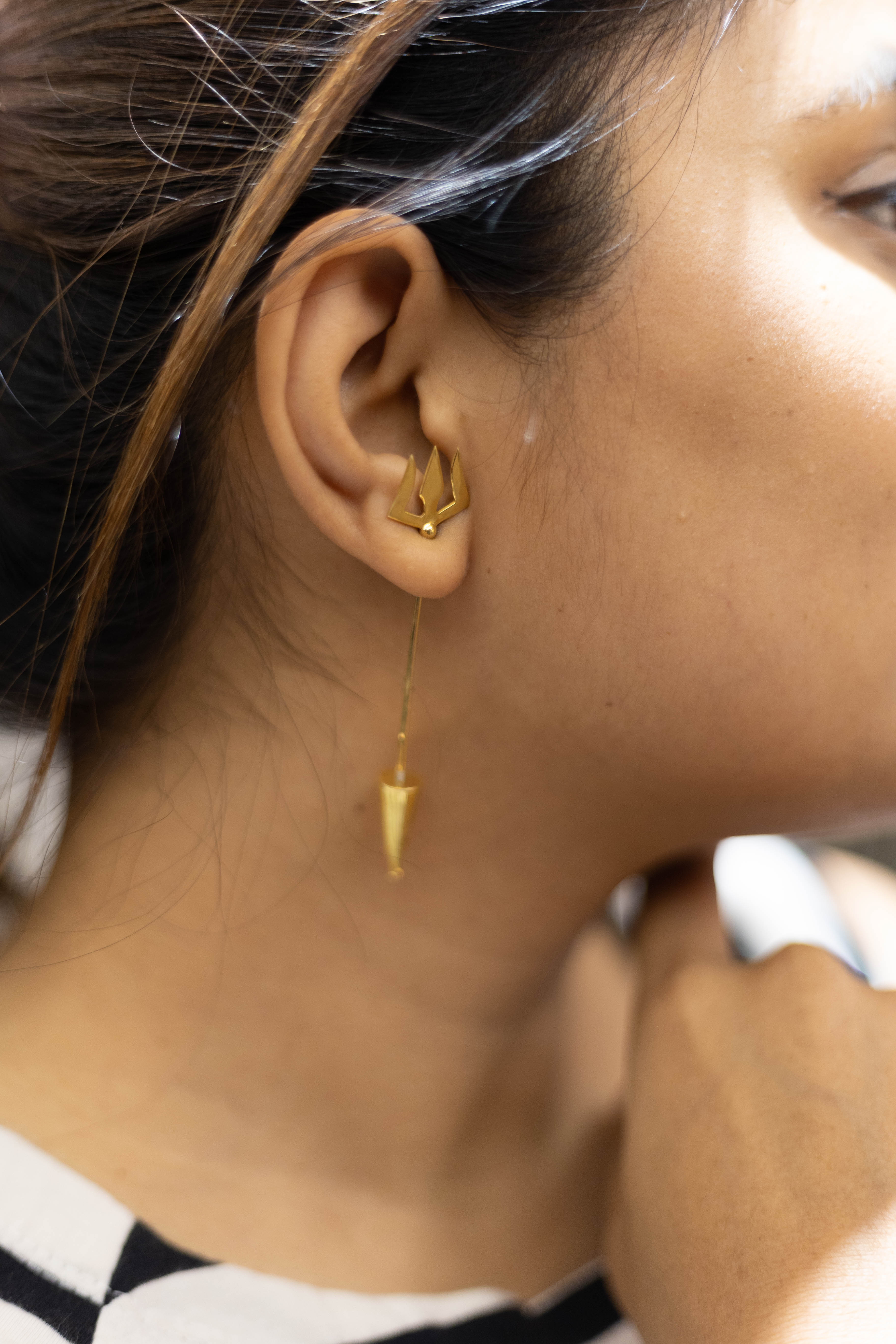 Golden Trishul Earrings