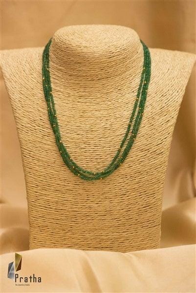 Emerald Mala | Designer Silver Necklace | Handcrafted Silver Jewellery For Women By Pratha - Jewellery Studio