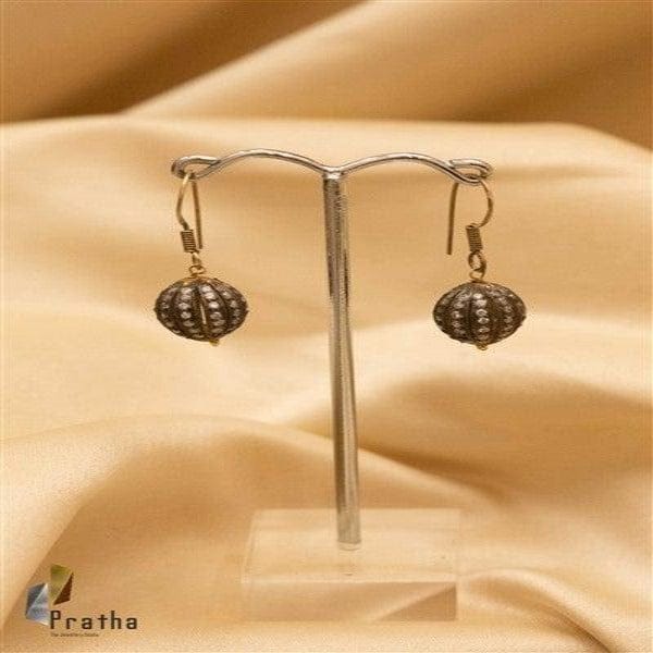 Designer Silver Earrings | Antique Diamond Ball Earrings | Handcrafted Silver Jewellery For Women By Pratha - Jewellery Studio