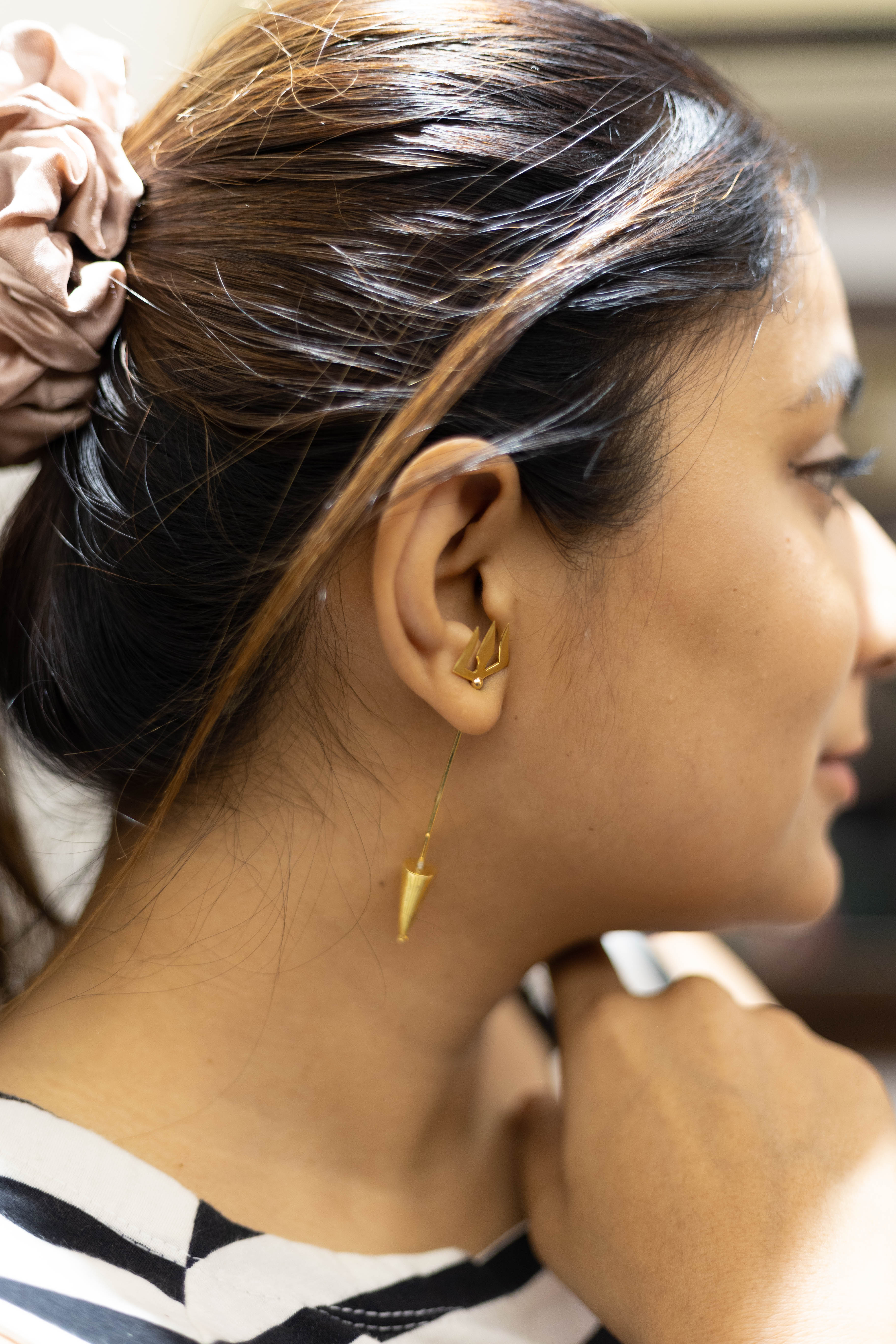 Golden Trishul Earrings