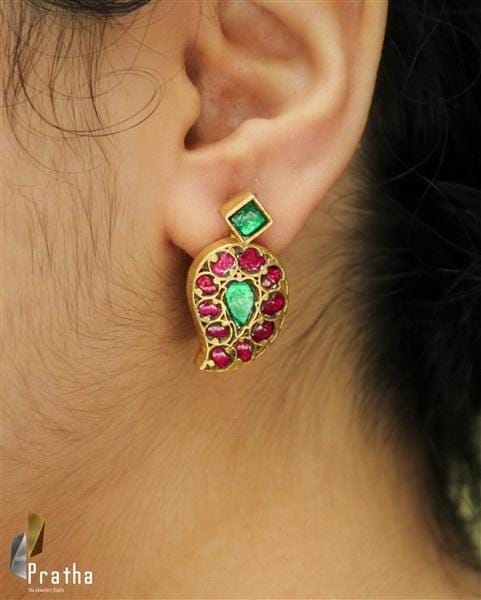 Silver Kundan Earrings | Designer Silver Earrings | Handcrafted Silver Jewellery For Women By Pratha - Jewellery Studio
