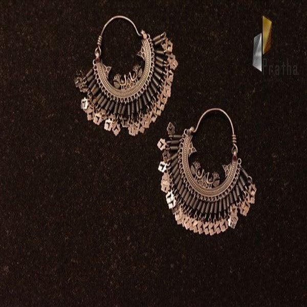 Taselled Hoops | Designer Silver Earrings | Handcrafted Silver Jewellery For Women By Pratha - Jewellery Studio