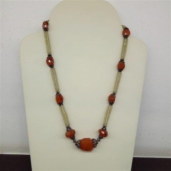 Mala | Orange Stone Mala | Handcrafted Silver Jewellery For Women By Pratha - Jewellery Studio