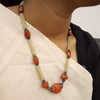Mala | Orange Stone Mala | Handcrafted Silver Jewellery For Women By Pratha - Jewellery Studio
