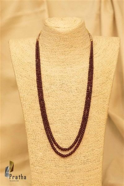 Rondelle Ruby Double Line Mala | Designer Silver Necklace | Handcrafted Silver Jewellery For Women By Pratha - Jewellery Studio
