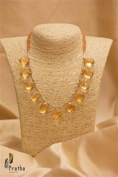 Citrine Drops Mala | Designer Silver Necklace | Handcrafted Silver Jewellery For Women By Pratha - Jewellery Studio