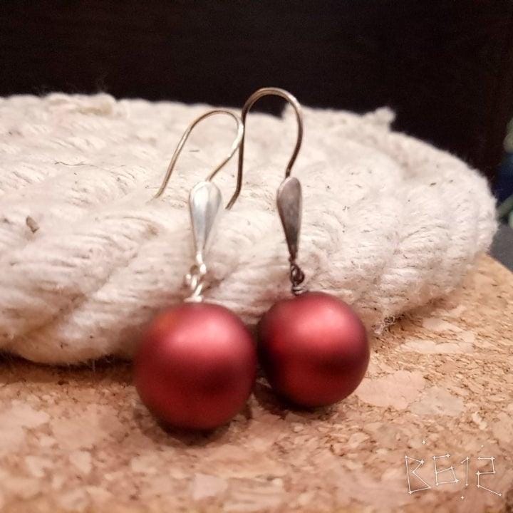 Silver Earrings | Sterling Silver Handcrafted Red Murano Ball Small Bali | Handcrafted Silver Jewellery For Women By Pratha - Jewellery Studio