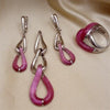 Silver Pendant Set | Pink Moonstone Pendant Set | Designer Silver Earrings | Handcrafted Silver Jewellery For Women By Pratha - Jewellery Studio