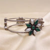 Silver Kada | Silver Bracelet | Floral Cutstone Kada | Handcrafted Silver Jewellery For Women By Pratha - Jewellery Studio