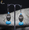 Designer Silver Earrings | Silver Hanging Earrings With Damru Beads | Handcrafted Silver Jewellery For Women By Pratha