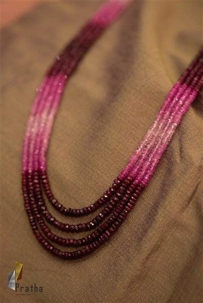 Faceted Shaded Rubies Mala | Designer Silver Necklace | Handcrafted Silver Jewellery For Women By Pratha - Jewellery Studio