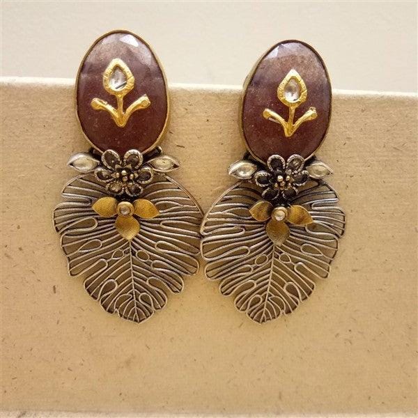Designer Silver Earrings | Peacock Feather Earring | Handcrafted Silver Jewellery For Women By Pratha - Jewellery Studio
