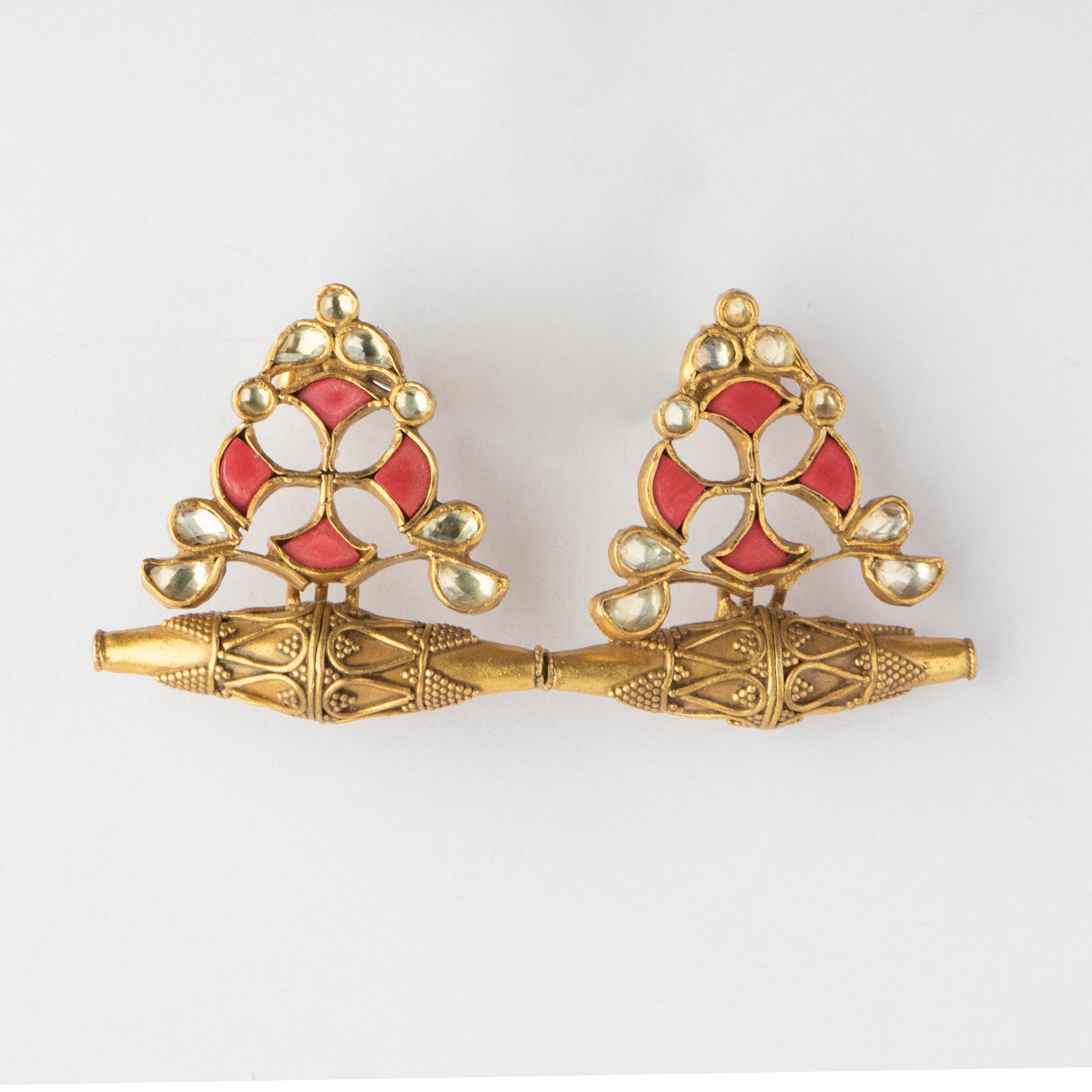 Coral Gold Plated Earrings
