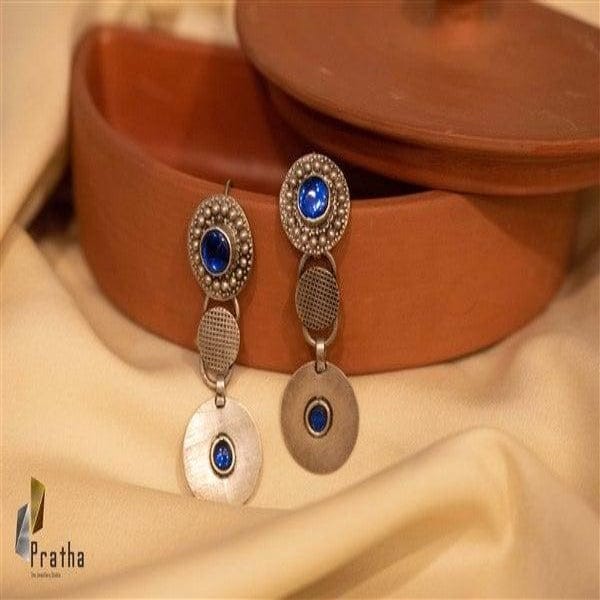 Designer Silver Earrings | Ethnic Circular Earrings | Handcrafted Silver Jewellery For Women By Pratha - Jewellery Studio
