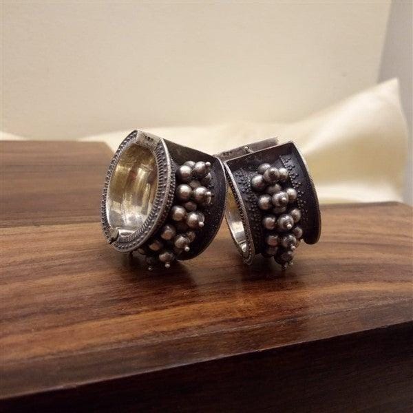 Broad Hoops | Designer Silver Earrings | Handcrafted Silver Jewellery For Women By Pratha - Jewellery Studio