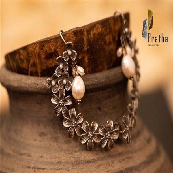Designer Silver Earrings | Ethnic Silver Danglers | Handcrafted Silver Jewellery For Women By Pratha - Jewellery Studio