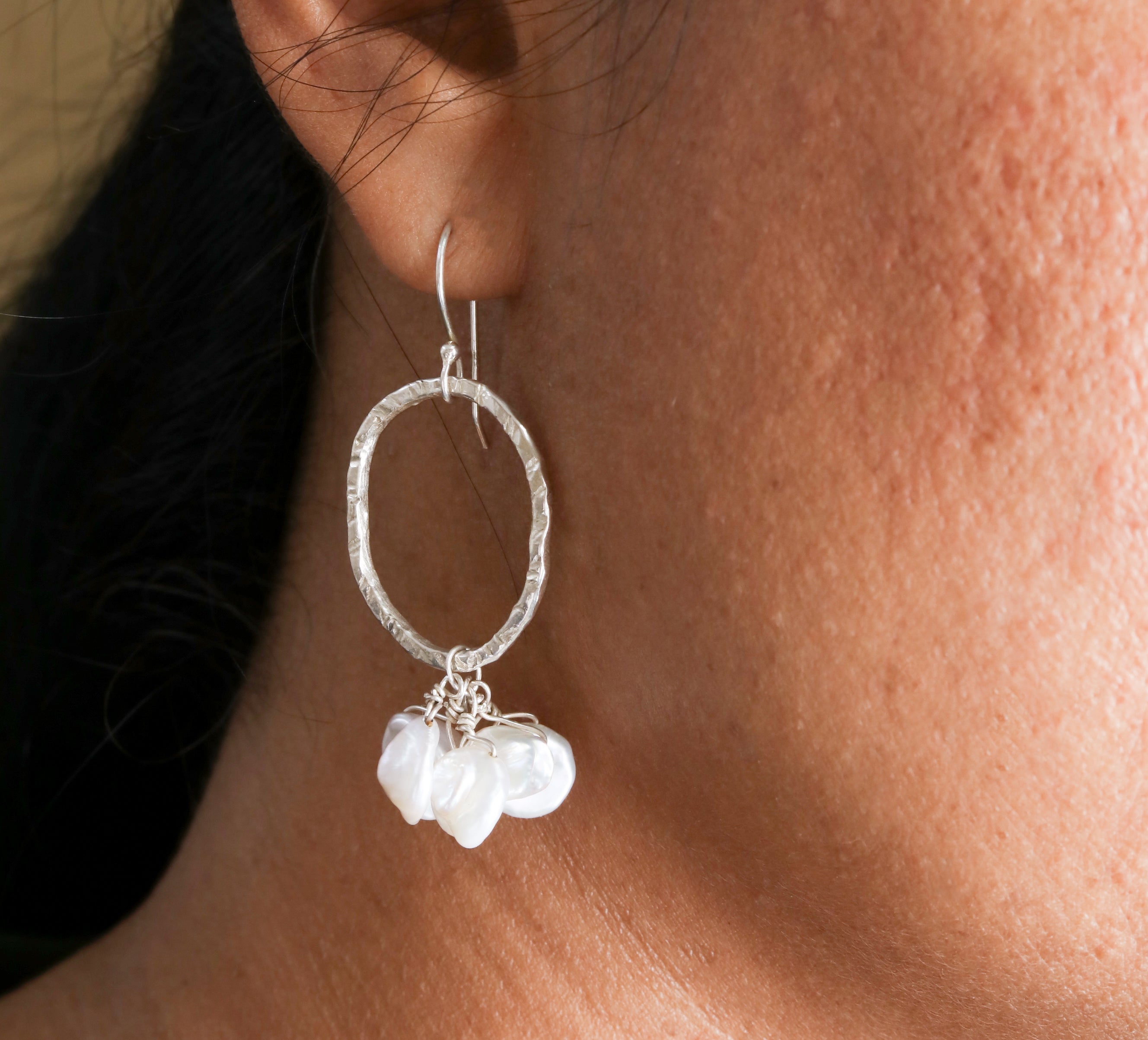 Clustered Pearl Hook Earrings