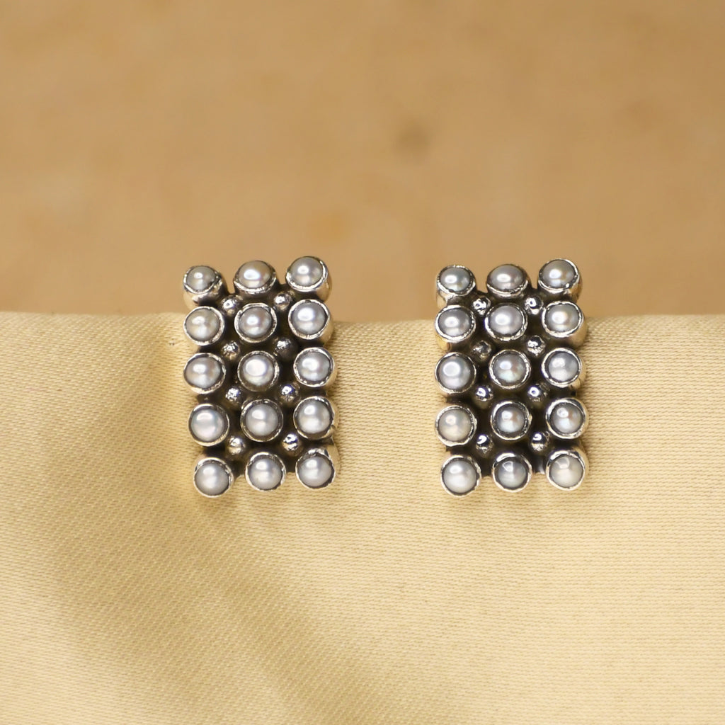 Triple Line Pearl Studds