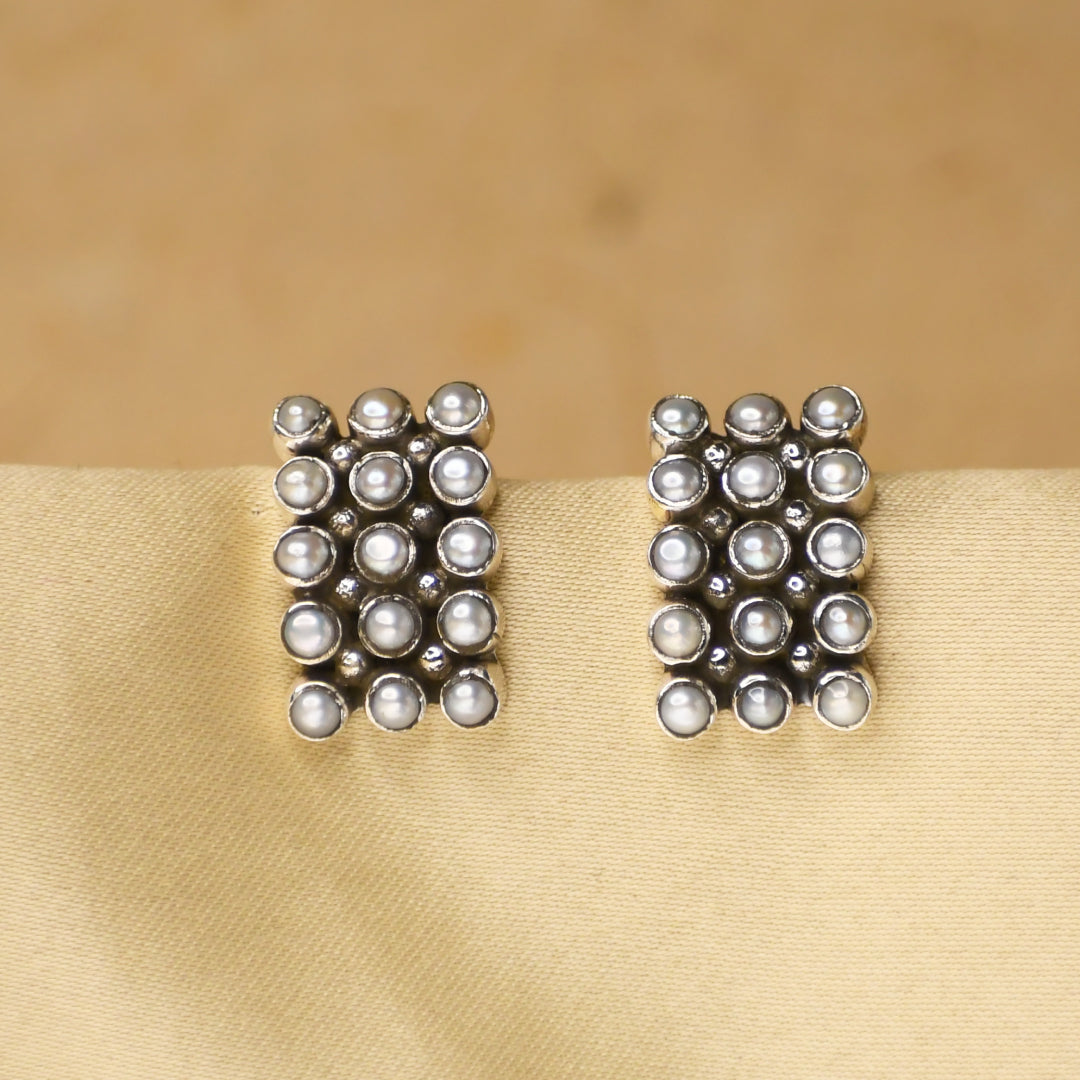 Triple Line Pearl Studds
